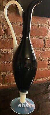 Vintage Murano Empoli Opaline Art Glass Decanter/Vase/Ewer/Pitcher Mid Century
