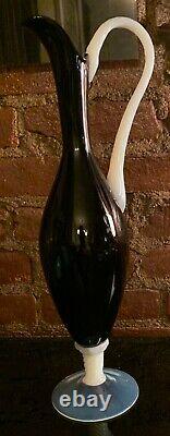 Vintage Murano Empoli Opaline Art Glass Decanter/Vase/Ewer/Pitcher Mid Century