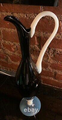 Vintage Murano Empoli Opaline Art Glass Decanter/Vase/Ewer/Pitcher Mid Century