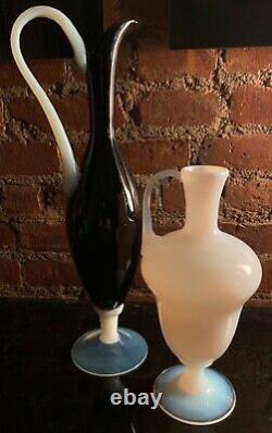 Vintage Murano Empoli Opaline Art Glass Decanter/Vase/Ewer/Pitcher Mid Century