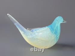 Vintage Murano Fratelli Toso Opalescent White Blue Bubbles Dove Bird Art Glass