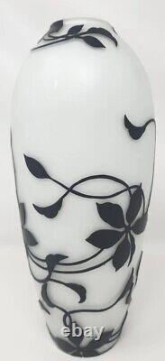 Vintage Murano Glass Relief Black Opaline Design Vase