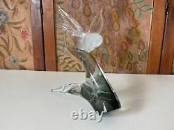 Vintage Murano Italy Art Glass Opalescent Bird Figurine, Signed Raffaeli