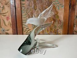 Vintage Murano Italy Art Glass Opalescent Bird Figurine, Signed Raffaeli