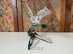 Vintage Murano Italy Art Glass Opalescent Bird Figurine, Signed Raffaeli