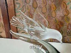 Vintage Murano Italy Art Glass Opalescent Bird Figurine, Signed Raffaeli