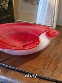 Vintage Murano Mid Century Seguso Vetri D'Arte Aventurine & White Opaline Bowl