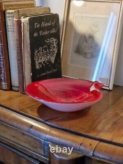 Vintage Murano Mid Century Seguso Vetri D'Arte Aventurine & White Opaline Bowl