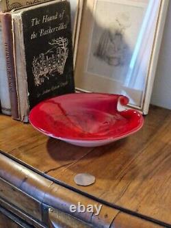 Vintage Murano Mid Century Seguso Vetri D'Arte Aventurine & White Opaline Bowl