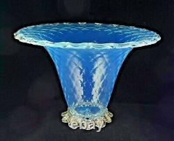 Vintage Murano Net Style Italian Art Glass Footed Opalescent Vase