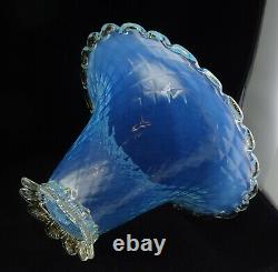 Vintage Murano Net Style Italian Art Glass Footed Opalescent Vase