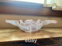 Vintage Murano Starry Night Art Glass Bowl Fratelli Toso Opalescent With Label