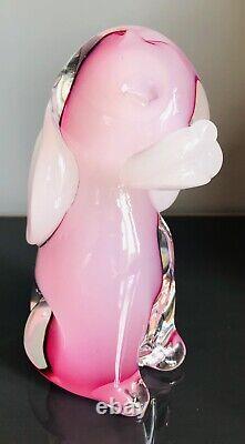 Vintage Murano Vetreria Artistica Oball Pink Opaline Alabastro Puppy Dog