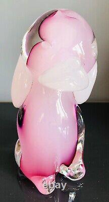 Vintage Murano Vetreria Artistica Oball Pink Opaline Alabastro Puppy Dog