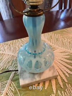 Vintage Opalescent Blue Fenton Glass Lamp Tested Working