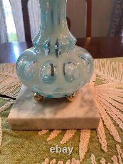 Vintage Opalescent Blue Fenton Glass Lamp Tested Working