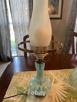 Vintage Opalescent Blue Fenton Glass Lamp Tested Working