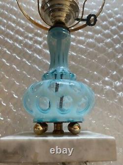 Vintage Opalescent Blue Fenton Glass Lamp Tested Working