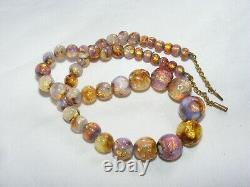 Vintage Opalescent Fire Foil Glass Bead Art Deco Bohemian Czech Necklace