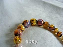 Vintage Opalescent Fire Foil Glass Bead Art Deco Bohemian Czech Necklace