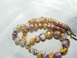 Vintage Opalescent Fire Foil Glass Bead Art Deco Bohemian Czech Necklace