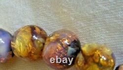 Vintage Opalescent Fire Foil Glass Bead Art Deco Bohemian Czech Necklace