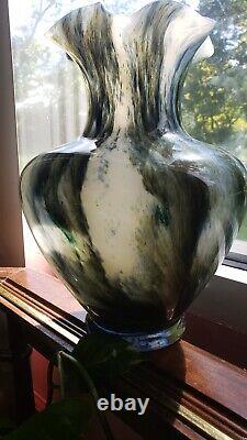 Vintage Opaline 10 Florence Italy vase Beautiful Marbled Swirl Glass Blue, Green