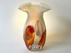 Vintage Opaline Glass Flower Vase Art Glass Vintage Large
