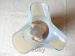 Vintage Opaline Glass Flower Vase Art Glass Vintage Large