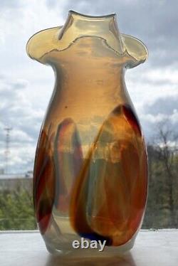 Vintage Opaline Glass Flower Vase Art Glass Vintage Large