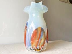Vintage Opaline Glass Flower Vase Art Glass Vintage Large