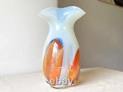 Vintage Opaline Glass Flower Vase Art Glass Vintage Large