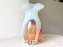 Vintage Opaline Glass Flower Vase Art Glass Vintage Large