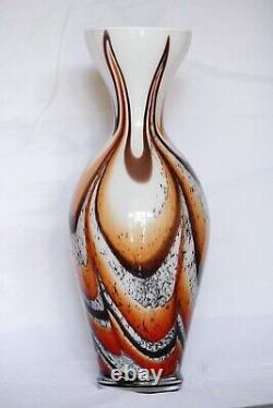 Vintage Opaline Vase Italy Empoli Carlo Moretti 70s Orange Pop Art 26cm 10in