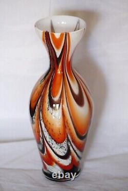 Vintage Opaline Vase Italy Empoli Carlo Moretti 70s Orange Pop Art 26cm 10in