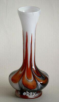 Vintage Opaline Vase Italy Florence Carlo Moretti 70s Black Red 20,5cm