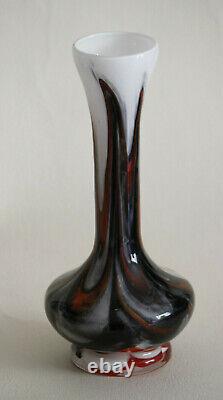 Vintage Opaline Vase Italy Florence Carlo Moretti 70s Black Red 20,5cm