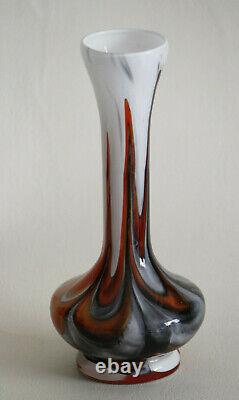 Vintage Opaline Vase Italy Florence Carlo Moretti 70s Black Red 20,5cm