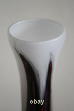 Vintage Opaline Vase Italy Florence Carlo Moretti 70s Black Red 20,5cm