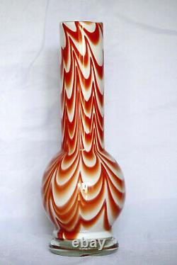 Vintage Opaline Vase Italy Florence Carlo Moretti 70s Orange Pop Art 24cm 9.4in