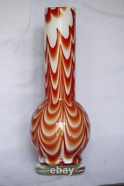 Vintage Opaline Vase Italy Florence Carlo Moretti 70s Orange Pop Art 24cm 9.4in