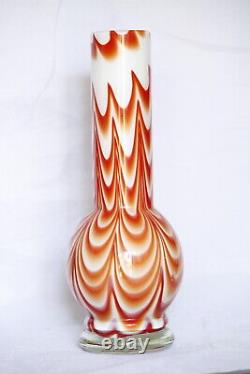 Vintage Opaline Vase Italy Florence Carlo Moretti 70s Orange Pop Art 24cm 9.4in