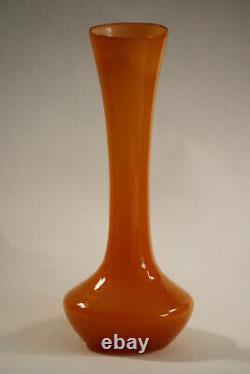 Vintage Orange Opaline Stem Vase Italy 20cm 7.8in 021