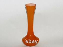 Vintage Orange Opaline Stem Vase Italy 20cm 7.8in 021