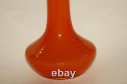 Vintage Orange Opaline Stem Vase Italy 20cm 7.8in 021