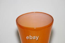 Vintage Orange Opaline Stem Vase Italy 20cm 7.8in 021