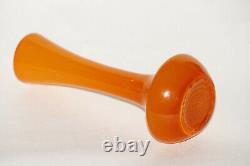 Vintage Orange Opaline Stem Vase Italy 20cm 7.8in 021