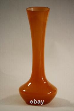 Vintage Orange Opaline Stem Vase Italy 20cm 7.8in MCM Space Age