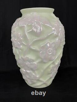 Vintage Phoenix / Consolidated Art Glass Opalescent White Dogwood Vase 10 1/2