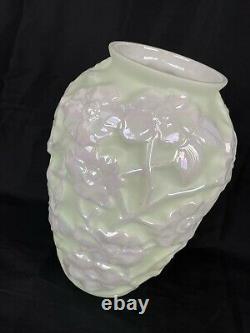 Vintage Phoenix / Consolidated Art Glass Opalescent White Dogwood Vase 10 1/2